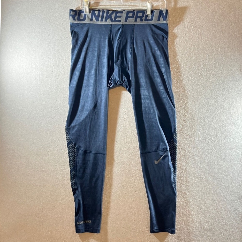 865 | Nike Pro Combat Dri-FIT Compression Athletic Performance Leggings Blue‎ XL